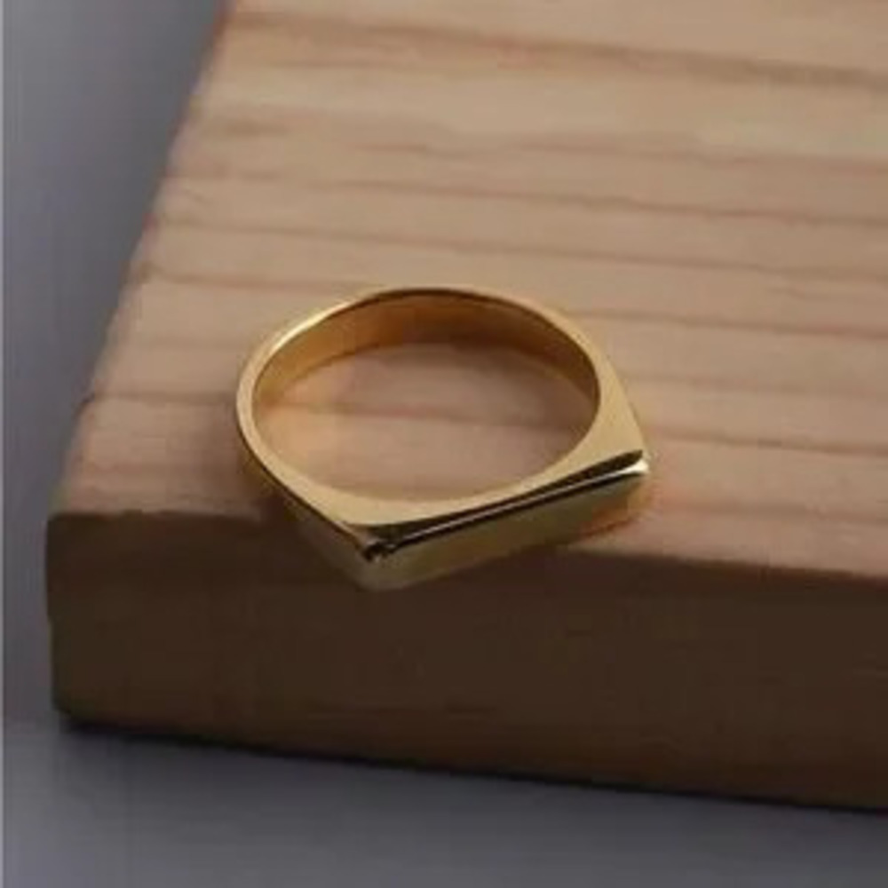 Gold Stainless Steel Gold Bar Ring